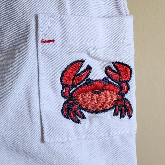 Little Lad /Boy's Suspender White Shorts Pocket With Crab 🦀Plaid Shirt Size 24M - Picture 3 of 6